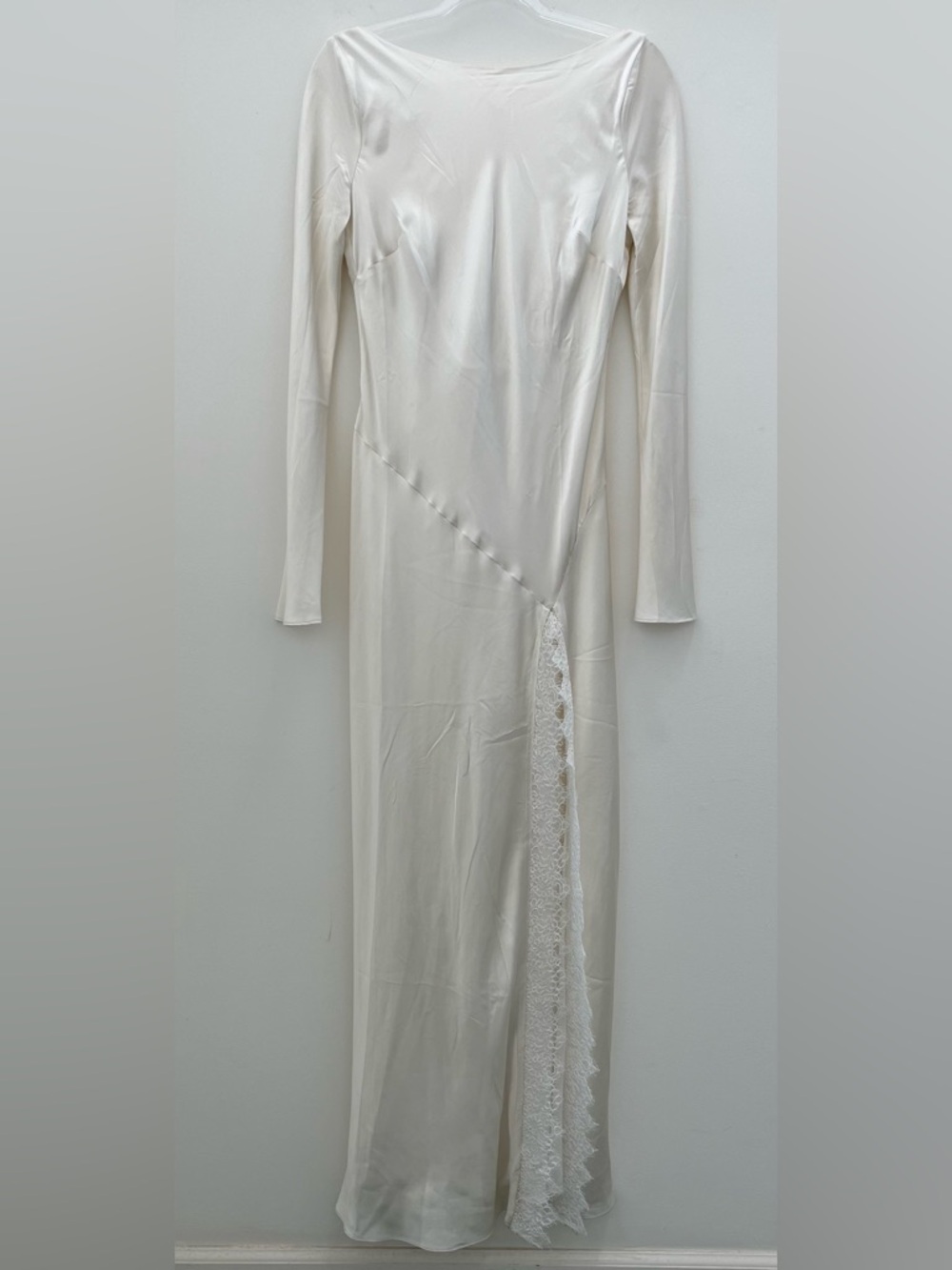 Shona Joy La Lune Cumulus Silk Backless Lace Split Maxi Dress in Ivory Size 6 - Picture 3 of 15